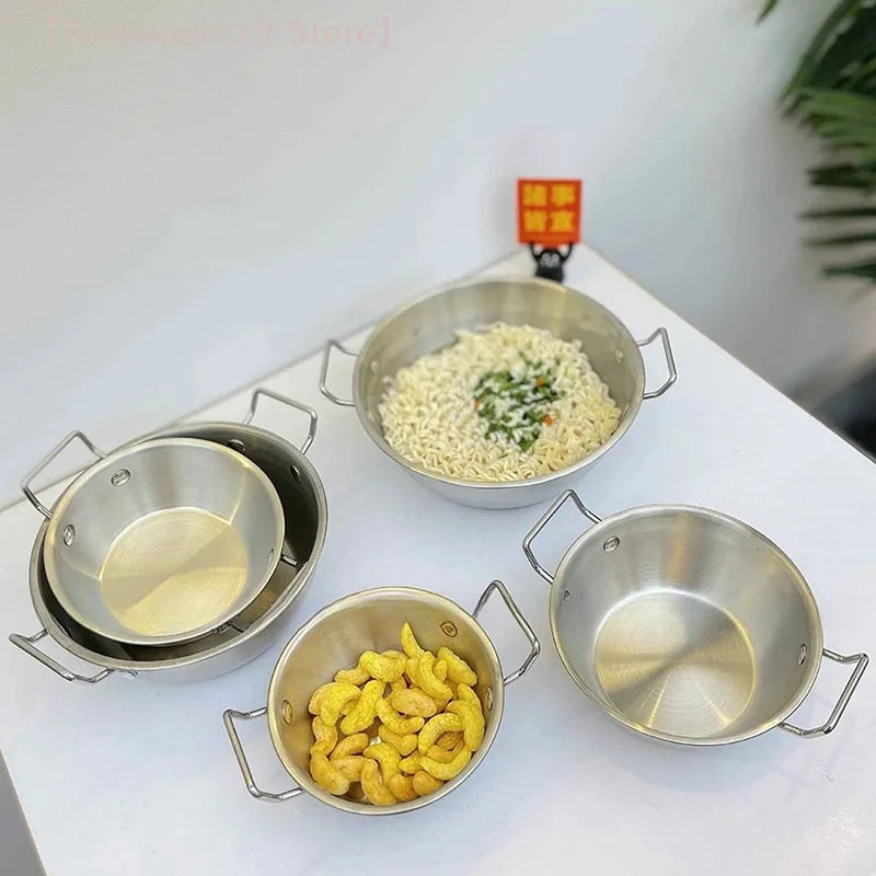 Stainless Steel Seafood Rice Pot Home Cooking Paella Pan Picnic Snack Plates Cookware Saucepan Dry Pots Handle For Kitchen