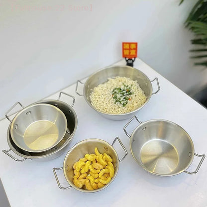 Stainless Steel Seafood Rice Pot Home Cooking Paella Pan Picnic Snack Plates Cookware Saucepan Dry Pots Handle For Kitchen