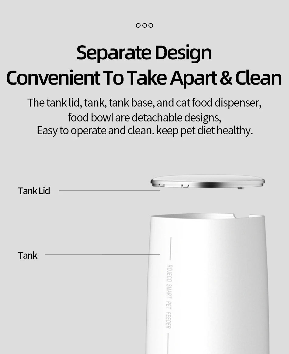 ROJECO Automatic Pet Feeder Smart Control Cat Food Kibble Dispenser Button Version Auto Feeder For Cats Dogs Feeding Accessories