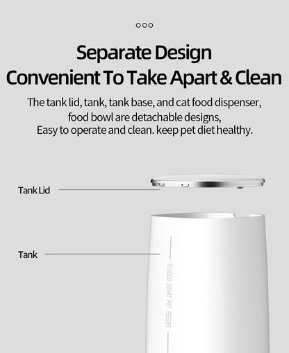 ROJECO Automatic Pet Feeder Smart Control Cat Food Kibble Dispenser Button Version Auto Feeder For Cats Dogs Feeding Accessories