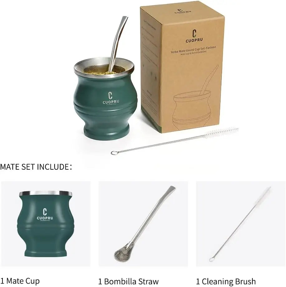 Yerba Mate Cup Bombilla Set - The 5 in 1 Yerba Mate set includes a Modern Mate Cup, Yerba Mate Shaper set, Bombilla Mate (set)