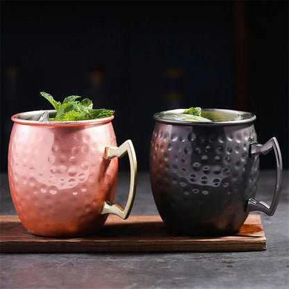 1PCS Cocktail Cup 550ml Hammered Copper Plated Moscow Mule Mug - Beer/Coffee Cup for Enhanced Flavor Experience Tazas Drinkware