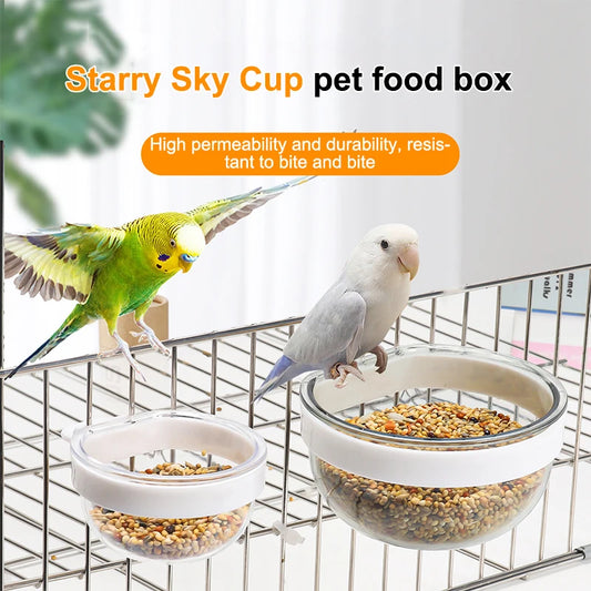 Bird Feeding Bowl Detachable Transparent Plastics Bowl Food Cup For Cage Convenient Hanging Parrots Water Feeder Pet Supplies