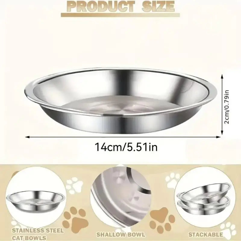 1/5PCS Pet Feeding Bowl Cat Food Bowl Dog Bowl Rabbit Bowl Pet Tray Stainless Steel Thick Soup Bowl Multi-Purpose Rice Bowl Tray