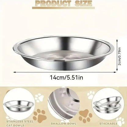 1/5PCS Pet Feeding Bowl Cat Food Bowl Dog Bowl Rabbit Bowl Pet Tray Stainless Steel Thick Soup Bowl Multi-Purpose Rice Bowl Tray