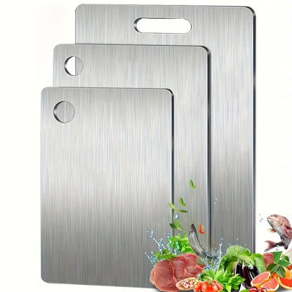 Stainless Steel 3pcs Cutting Boards - BPA-Free Dishwasher Safe Non-Slip Kitchen Boards w/Juice Groove, Rustproof & Space Saving