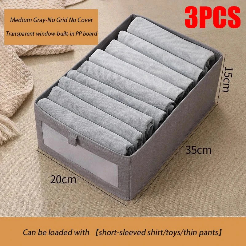 1-3Pcs Pants Storage Box Clothes Organizers of Cabinets and Drawers Fabric Foldable Boxes for Bedroom Wardrobe Organization Home
