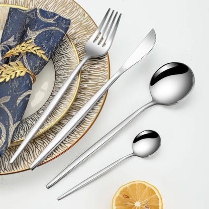 24 Pieces Silverware Flatware Cutlery Set, Stainless Steel Tableware Silverware-Service for 6 Dishwasher Safe Full Set Flatware