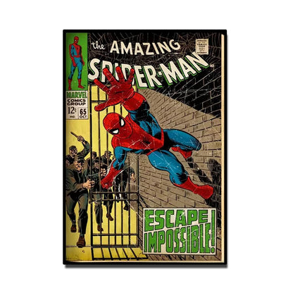 Retro Marvel Super Hero Decorative Painting Anime Spider Man Art Poster American Film Mural Home Childrens Room Wall Decor Print
