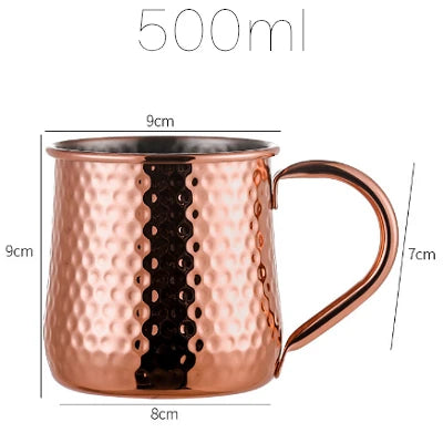 1PCS Cocktail Cup 550ml Hammered Copper Plated Moscow Mule Mug - Beer/Coffee Cup for Enhanced Flavor Experience Tazas Drinkware