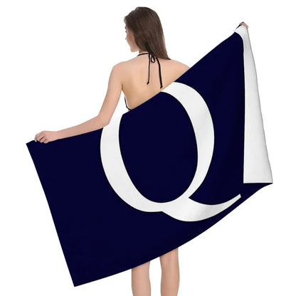 1pc Flower wreath letter pattern Pattern Beach Towel,Ultra-Fine Fiber Beach Blanket,Highly Absorbent Bath Towel,Suitable