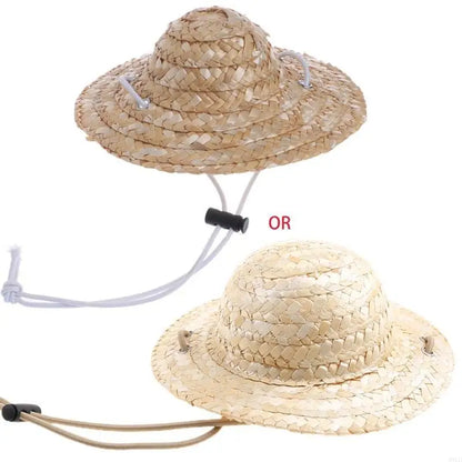 2025 New Pet Dog Hat with Adjustable Strap Straw Sombrero Hat Pet for Cat Hat Size S/L Dog for Cat Costume Decoration