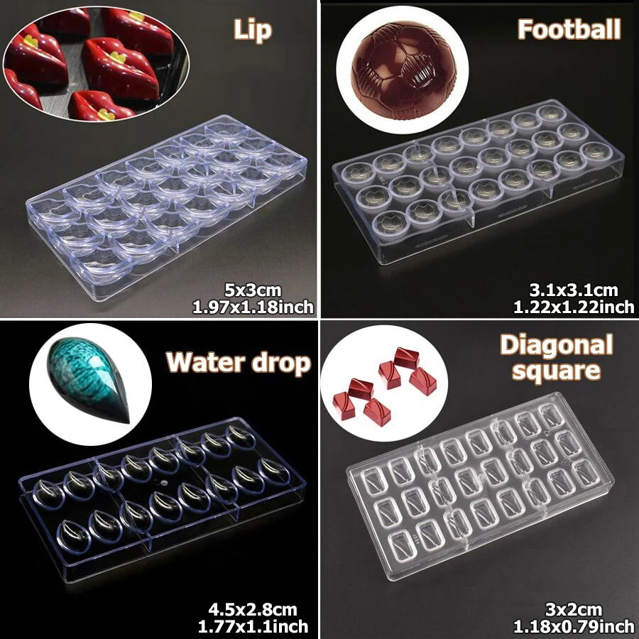 24 Styles Available Plastic Chocolate Mold Creative Rose Heart Diamond Cake Shape Kitchen Household Food Grade Candy Baking Mold