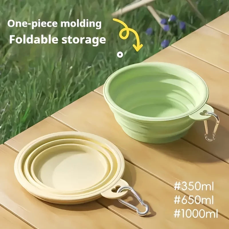 Portable Silicone Pet Bowl for Dogs Cats 350ml Collapsible Travel Dish Carabiner Clip Food Water Container Feeding Tray Bowls