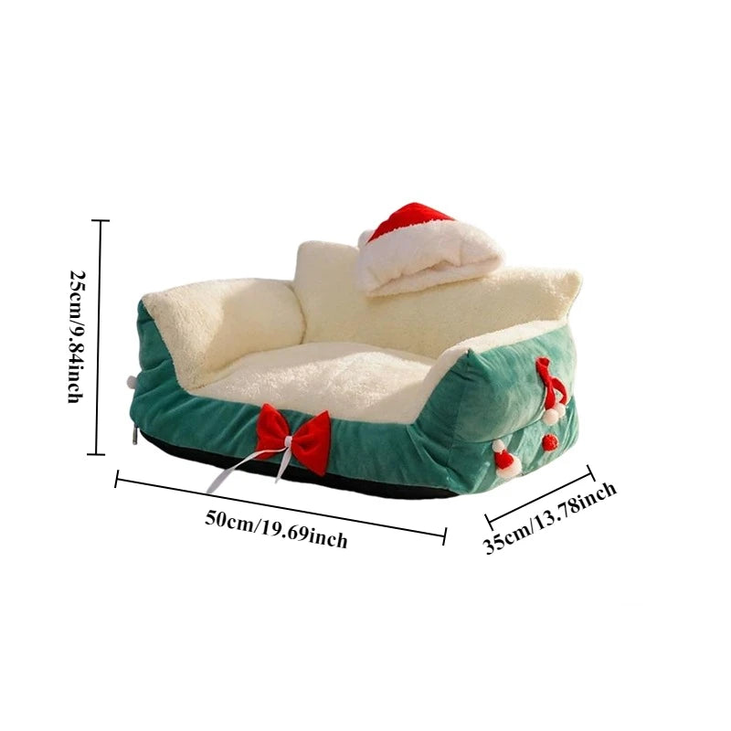 2026 Newest Christmas Festive Cat Nest Plush Soft Washable Kennel Puppy Puppy Sofa Bed for Small Medium Animal Домик Для Кошки