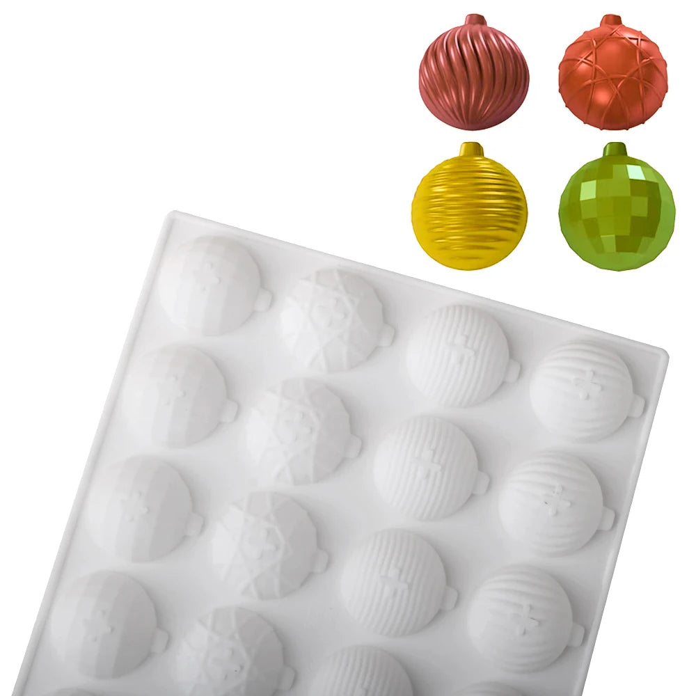 28-Cell Christmas Lantern Decorative Ball Design Chocolate Mold Candy Tools Silicone Cake Mold Dessert Bakeware Kitchen Baking S