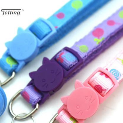 Adjustable Cartoon Color Cat Buckle Lollipop Bell Cat Collar 1.0 Cat Head Safety Buckles Collar Pet Dog Collar Pet Supplies