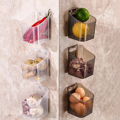 1pcs Kitchen Garlic Ginger And Onion Transparent Storage Basket Wall-Hanging Small Wall-Mounted Storage Box Storage Rack