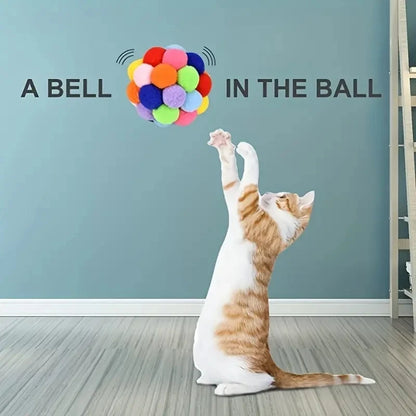 1/3PCS Cat Toys Cat Plush Ball Toy Pet Elastic Bell Ball Self Hi Ball Playing Cat Colorful Woolen Ball