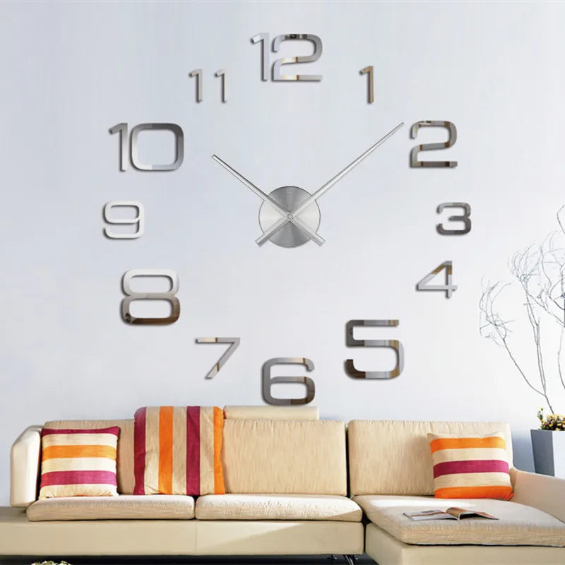2025 Modern Design Large Wall Clock 3D DIY Quartz Clocks Fashion Watches Acrylic Mirror Stickers Living Room Home Decor Horloge
