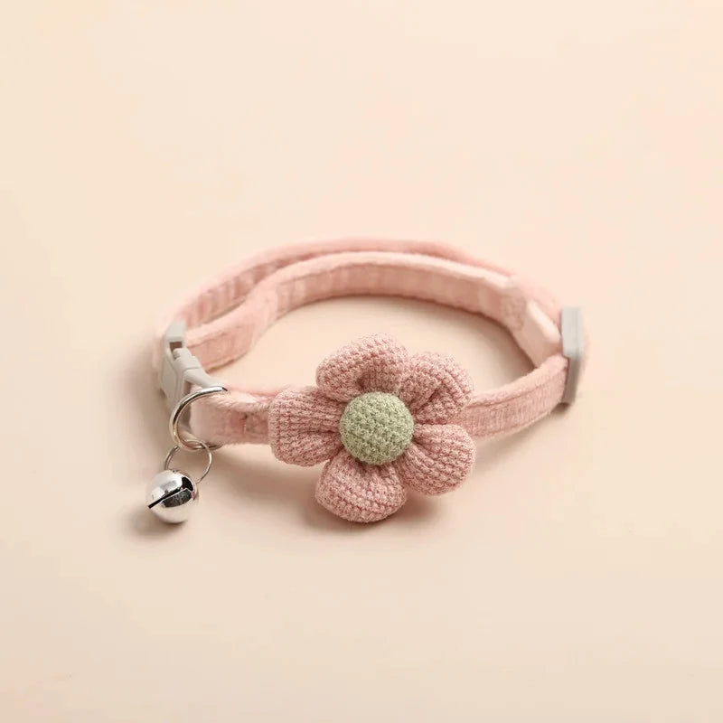 1Pc Cat Collar with Cute Flower Adjustable Buckle Cat Collar Bell Collar Cat Small Pet Supplies Kitten Collar Small Dog Acce