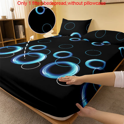 1 Simple modern Circular Geometry printed matte Fitted Sheet, bedroom printed bed cover, bedding (excluding pillowcases)