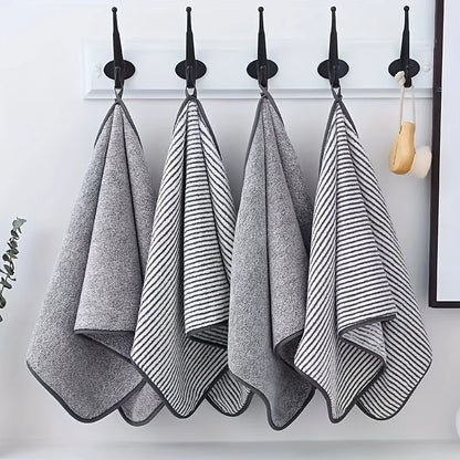 1 pcs Striped Bamboo Hand Towel Absorbent & Quick-drying Super Soft Skin-friendly Bathing Towel For Home Bathroom 35x75cm