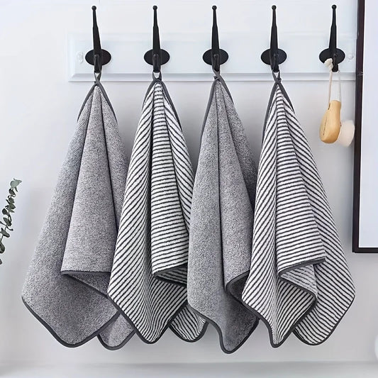 1 pcs Striped Bamboo Hand Towel Absorbent & Quick-drying Super Soft Skin-friendly Bathing Towel For Home Bathroom 35x75cm