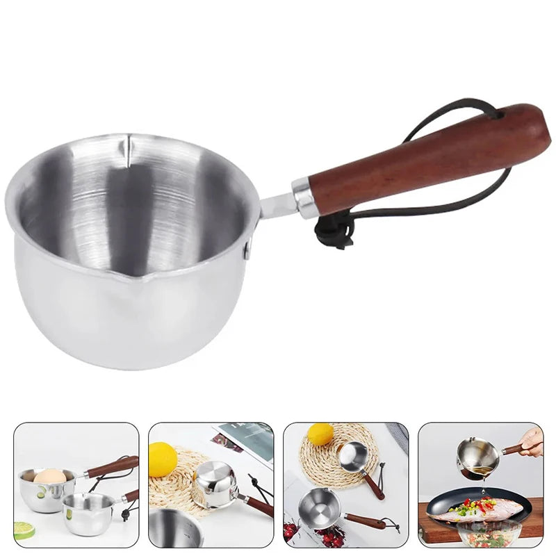 Stainless Steel Oil Pan 150ML 300ML Small Pot Cooking Butter Melting Pot Chocolate Kitchen Cookware Cooking Tools