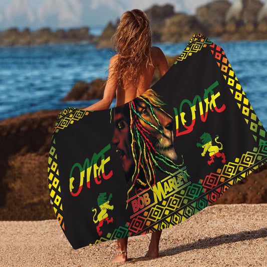 Bob Marley Reggae Music Jamaican Style Towel Microfiber Beach Towel Absorbent Quick dry Soft Yoga Swimming Resort Mountain