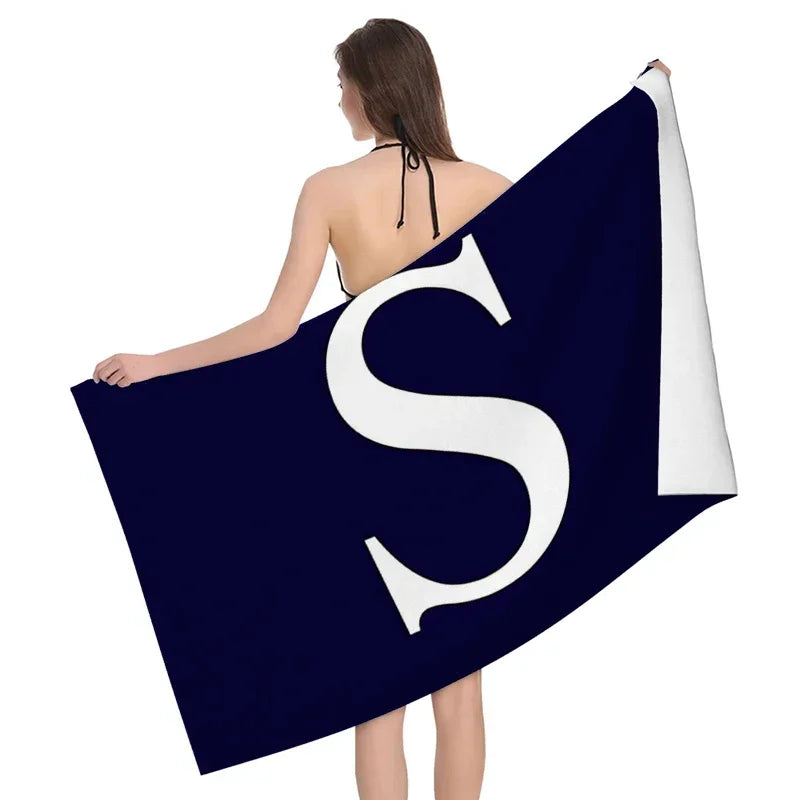 1pc Flower wreath letter pattern Pattern Beach Towel,Ultra-Fine Fiber Beach Blanket,Highly Absorbent Bath Towel,Suitable