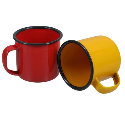 2Pcs Premium Enamel Mug Drinking Cup Creative Coffee Tin Vintage Painted Retro Beverage Container Water Glass for Home bar use
