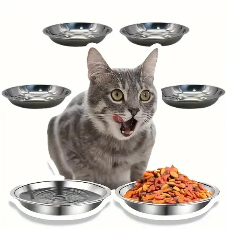 1/5PCS Pet Feeding Bowl Cat Food Bowl Dog Bowl Rabbit Bowl Pet Tray Stainless Steel Thick Soup Bowl Multi-Purpose Rice Bowl Tray