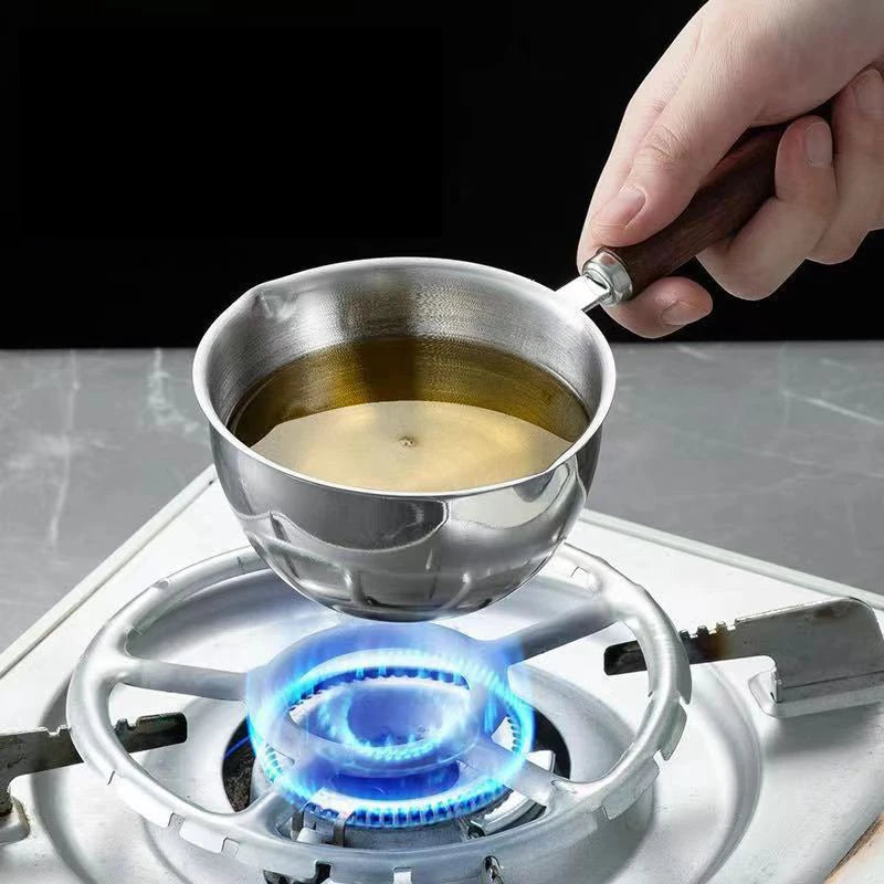 1pc Stainless Steel Saucepan,Hot Oil Pan, Melting Pan, Flat-bottomedOil Pan, Small Pot For Mini Complementary Food, Hot Milk Mel