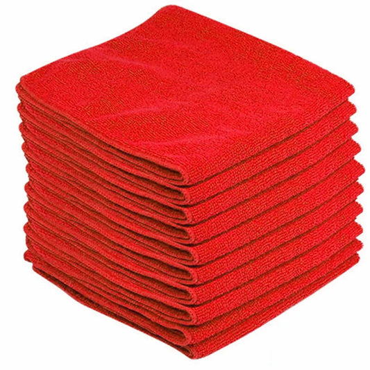10Pcs Microfiber Towels Car Glass Cleaning Cloth Red Kitchen Bathroom Mopping 30*30cm Lint Free Household Cleaner Tool Access
