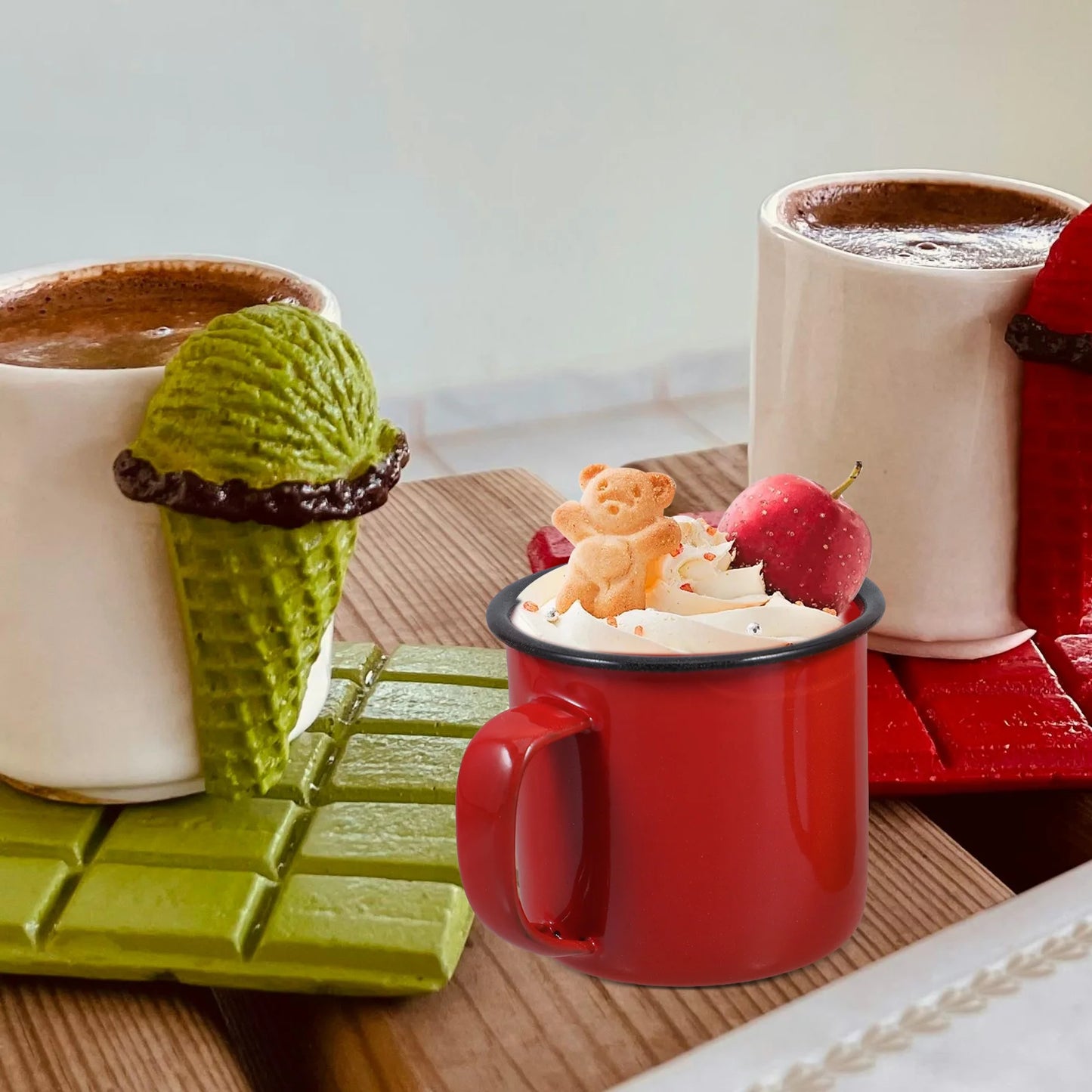 2Pcs Premium Enamel Mug Drinking Cup Creative Coffee Tin Vintage Painted Retro Beverage Container Water Glass for Home bar use