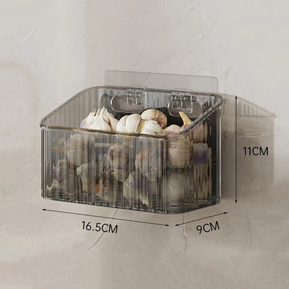 1pcs Kitchen Garlic Ginger And Onion Transparent Storage Basket Wall-Hanging Small Wall-Mounted Storage Box Storage Rack