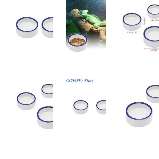 367A Water Bowl Ceramic Pet Bowls Anti-Escape Mini Mealworms Dish for Lizard Bearded Dragon