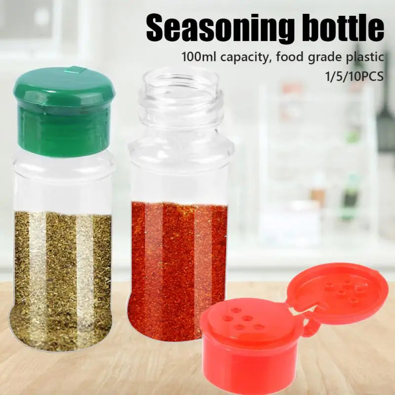 1CS Plastic Spices Condiment Jar Salt Pepper Boxes For Kitchen Gadget Tool Organizer Storage 100MLSeasoning Shaker Bottles