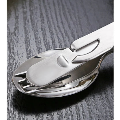 Stainless Steel Portable Outdoor Camping Multi-functional Combination Cutlery Knife and Fork Set Military Fan Fork and Spoon