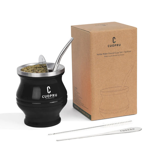 Yerba Mate Cup Bombilla Set - The 5 in 1 Yerba Mate set includes a Modern Mate Cup, Yerba Mate Shaper set, Bombilla Mate (set)