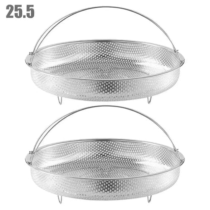 Stainless Steel Food Steamer Basket Pressure Cooker Drain Drainer Steaming Basket Grid with Handle Kitchen Steamer Strainer Z0J8