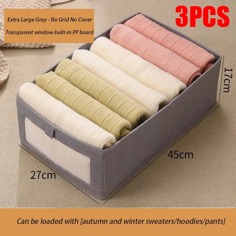 1-3Pcs Pants Storage Box Clothes Organizers of Cabinets and Drawers Fabric Foldable Boxes for Bedroom Wardrobe Organization Home