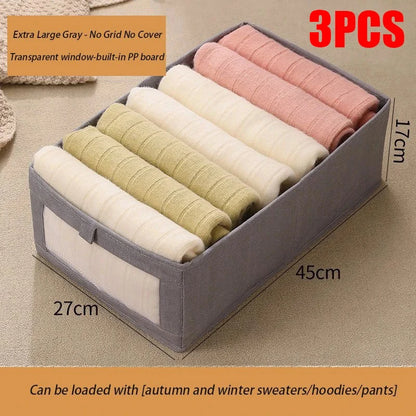 1-3Pcs Pants Storage Box Clothes Organizers of Cabinets and Drawers Fabric Foldable Boxes for Bedroom Wardrobe Organization Home