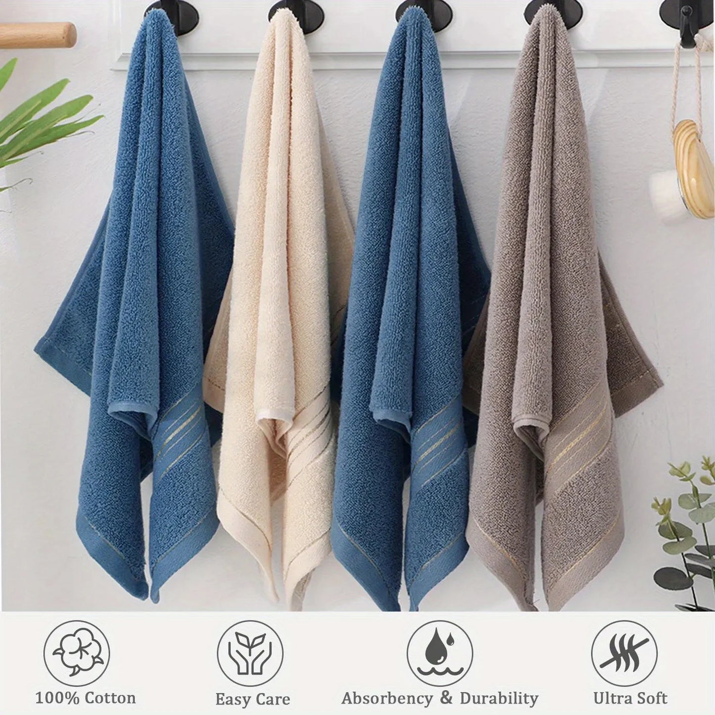 100% Pure Cotton Bath Towel, Soft and Absorbent Multi-Purpose High-Quality Quick-Dry Bathroom Towel