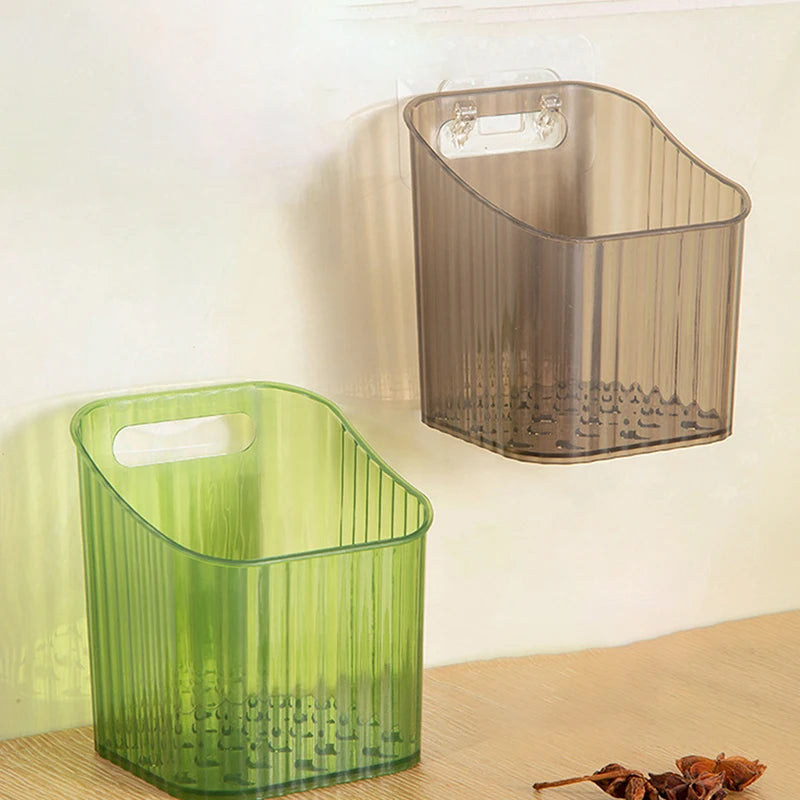 1pcs Kitchen Garlic Ginger And Onion Transparent Storage Basket Wall-Hanging Small Wall-Mounted Storage Box Storage Rack