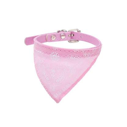 Adjustable Pet Puppy Cat Scarf Bandana Collar Neck Scarf For Small Dogs Kitten Saliva Towel PU Collar with Triangular Bandage