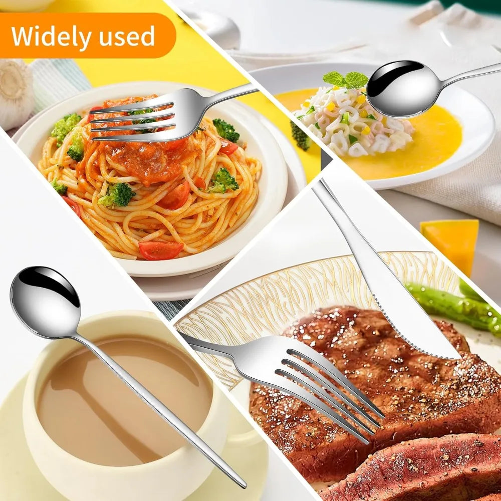 24 Pieces Silverware Flatware Cutlery Set, Stainless Steel Tableware Silverware-Service for 6 Dishwasher Safe Full Set Flatware