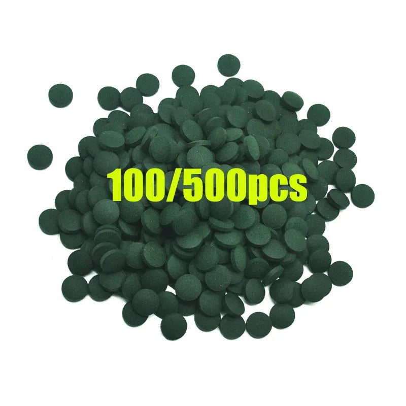 100-500Pcs High Purity Spirulina Tablets Spiral Seaweed Enrichment Favorite Pets Food Fish Crystal Red Shrimp Fish Food Aquarium