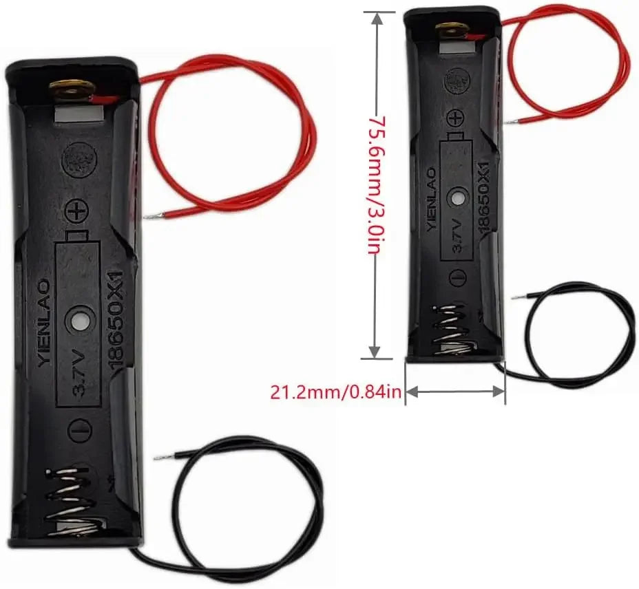 3pcs 18650 Battery Holder Box 1 Slot 3.7V Battery Storage Case 1/2/3/4 Cell Plastic Container with Connect Black Red Wires